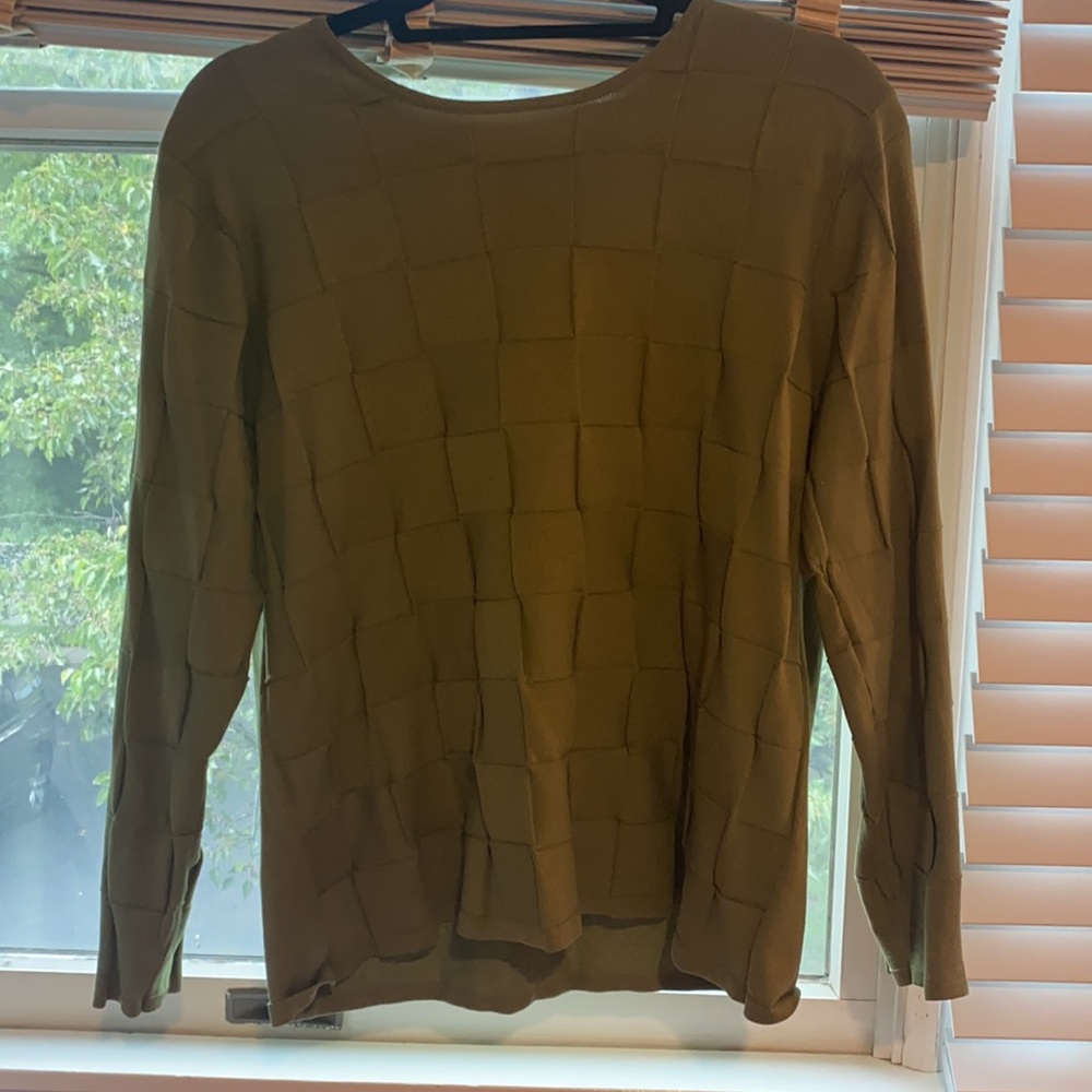 Longsleeve Lime Green Top Checkerboard Silk